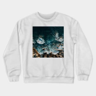 Blue Ocean Waves And Yellow Sand Crewneck Sweatshirt